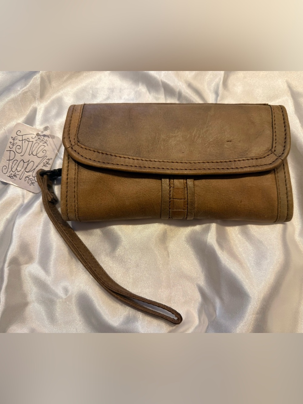 Free People Brown Leather Wristlet Clutch